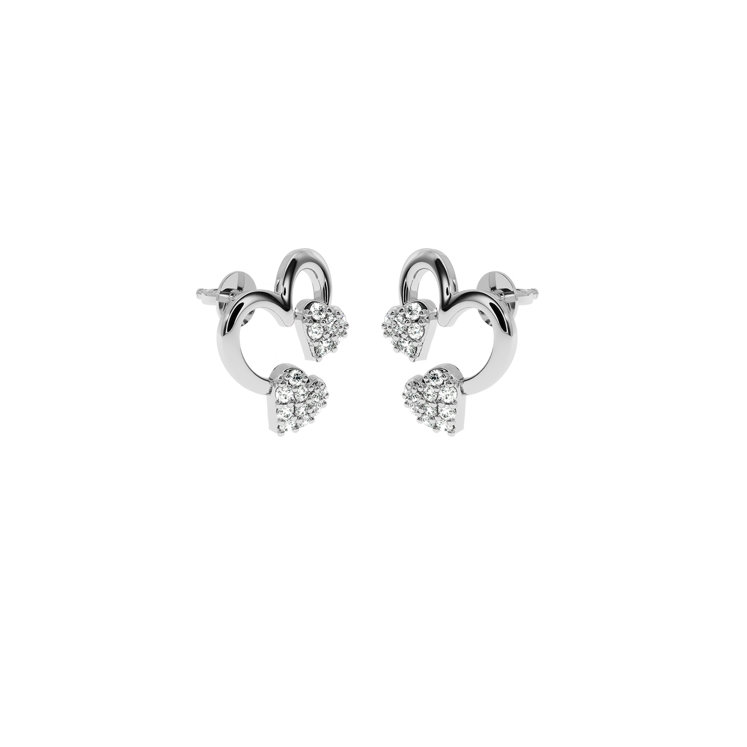 Solitairekart 0.20ct Lab Diamond Twin Heart Earrings